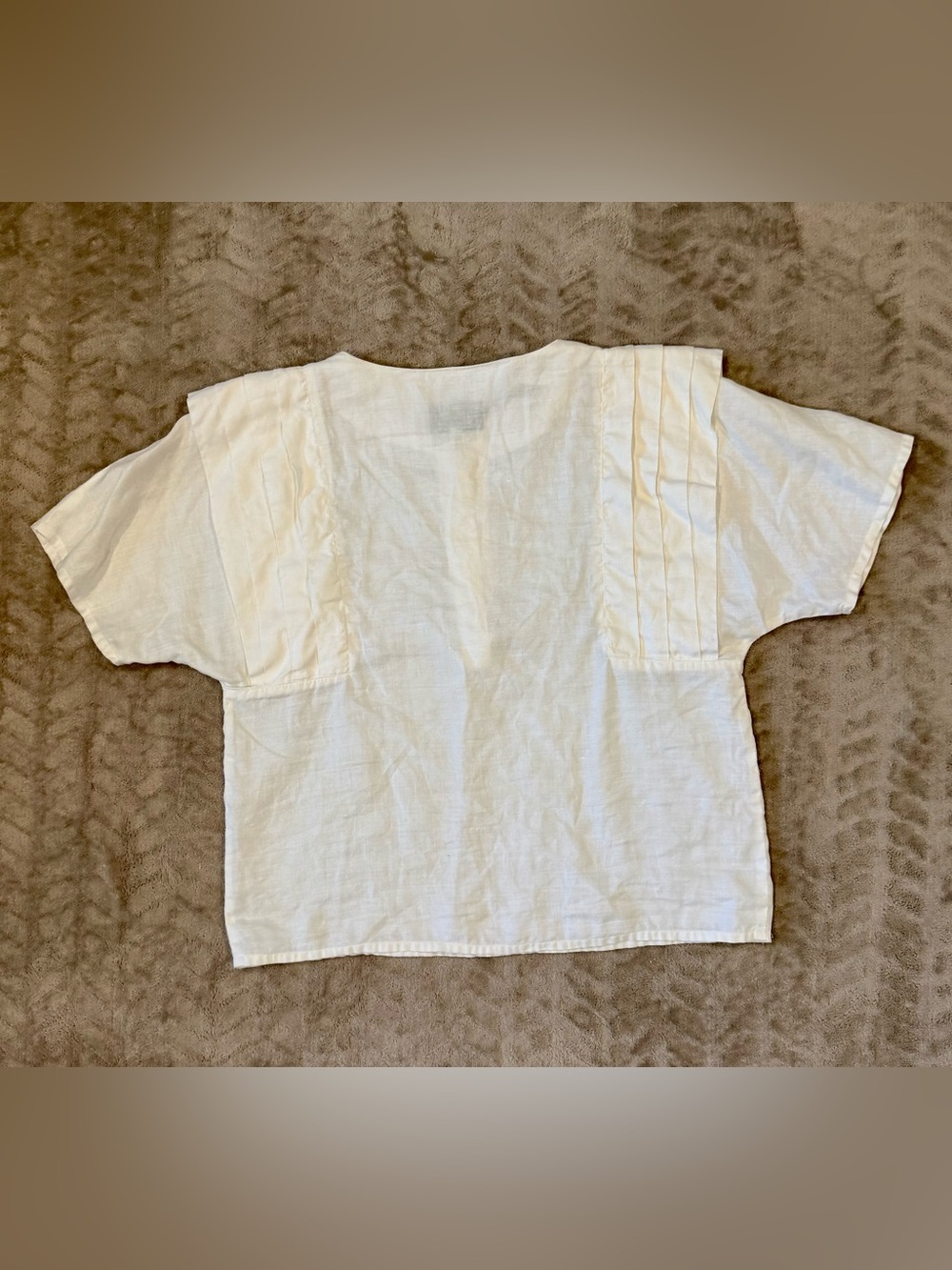 Vintage Jean for Joseph Le Bon White 100% Ramie Pleated Blouse Top Size 14 - Picture 8 of 8